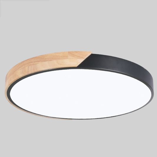 Wood Macaron LED Round Ceiling Lamp, Stepless Dimming, Size:23cm(Black) by buy2fix