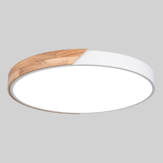 Wood Macaron LED Round Ceiling Lamp, Stepless Dimming, Size:23cm(White) by buy2fix