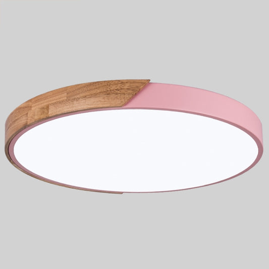 Wood Macaron LED Round Ceiling Lamp, Stepless Dimming, Size:30cm(Pink) by buy2fix