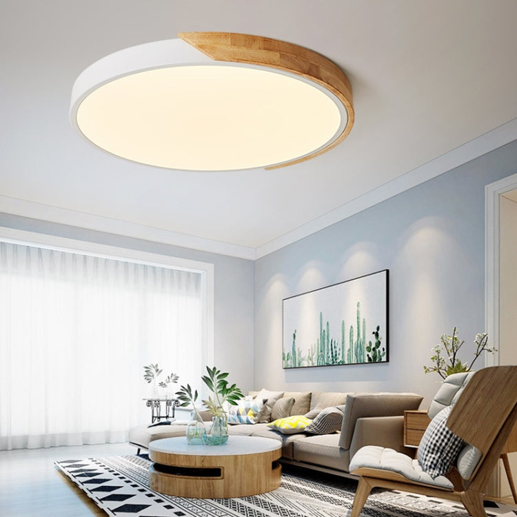Wood Macaron LED Round Ceiling Lamp, Stepless Dimming, Size:40cm(White) by buy2fix