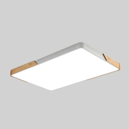 Wood Macaron LED Rectangle Ceiling Lamp, Stepless Dimming, Size:110x70cm(White) by buy2fix