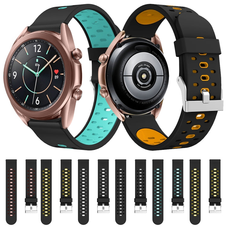 For Samsung Galaxy Watch 3 45mm Three Row Holes Silicone Watch Band(Black Grey) by buy2fix