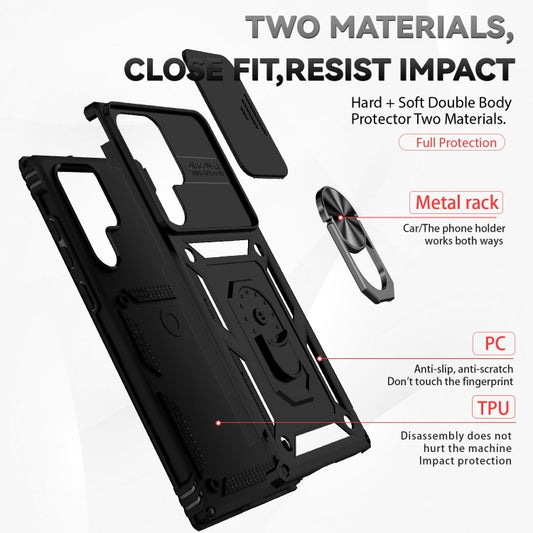 For Samsung Galaxy S22 Ultra 5G Sliding Camshield Holder Phone Case(Black) by buy2fix