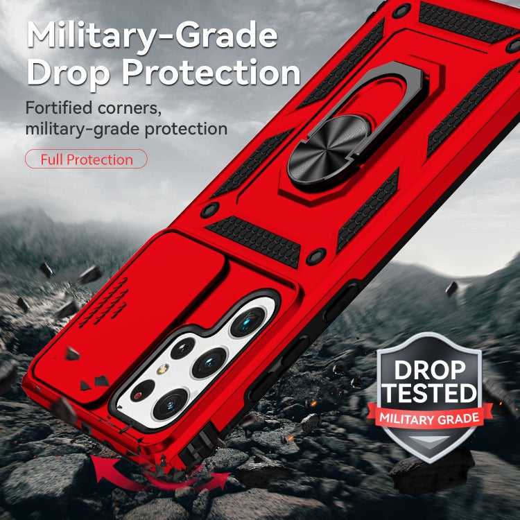 For Samsung Galaxy S22 Ultra 5G Sliding Camshield Holder Phone Case(Red) by buy2fix