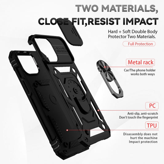 For iPhone 12 Pro Max Sliding Camshield Holder Phone Case(Black) by buy2fix