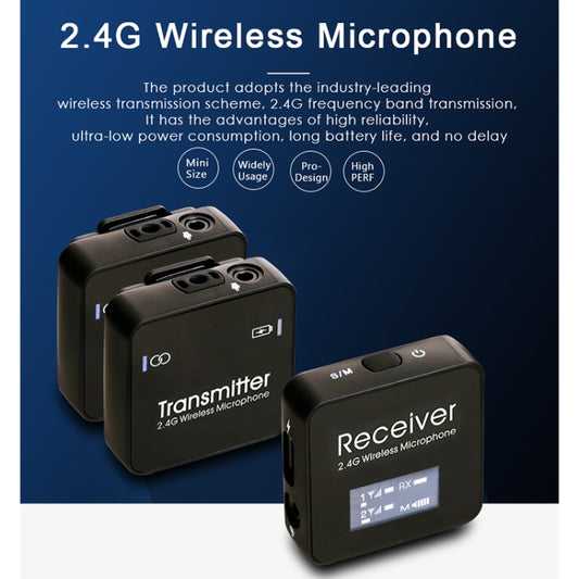 AY123 2.4G Wireless Lavalier Microphone with Digital Display(Black) by buy2fix