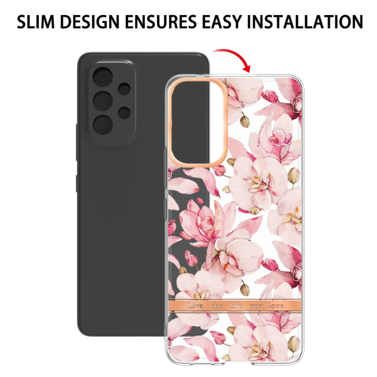 For Samsung Galaxy A53 5G Flowers and Plants Series IMD TPU Phone Case(Pink Gardenia) by buy2fix