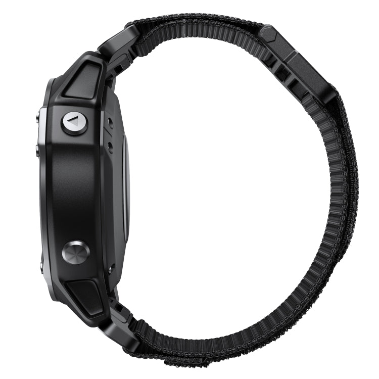 For Garmin Fenix 6X / 5X 26mm Hook And Loop Fastener Nylon Watch Band(Black) by buy2fix