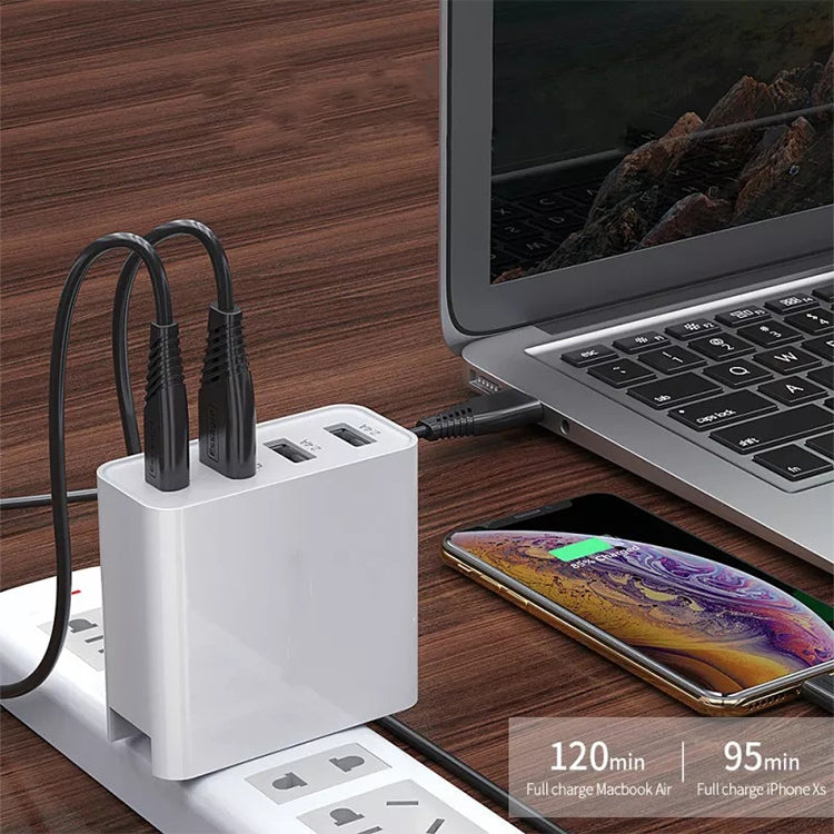 A3 PD 18W USB-C / Type-C + QC3.0 USB + Dual USB Interface Travel Charger by buy2fix