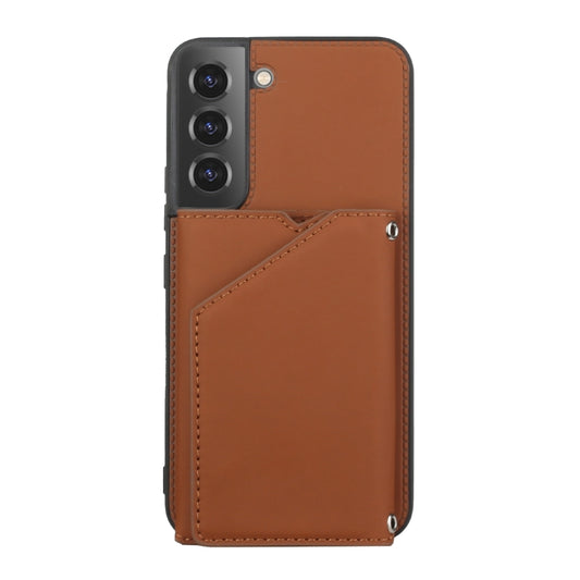For Samsung Galaxy S22 5G Skin Feel PU + TPU + PC Phone Case with Card Slots(Brown) by buy2fix