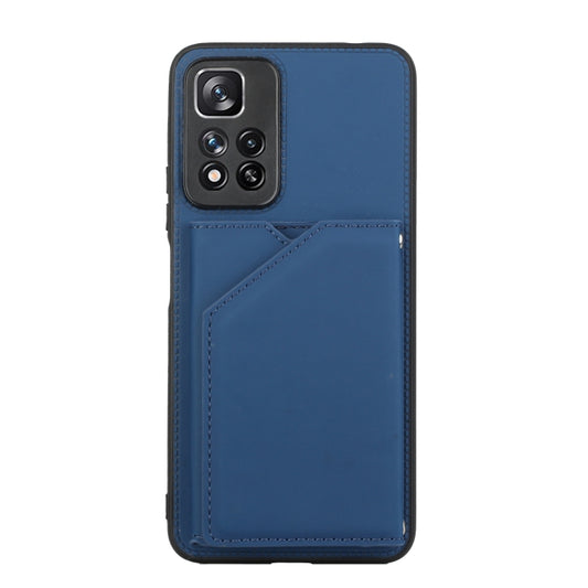 For Xiaomi Redmi Note 11 Pro Skin Feel PU + TPU + PC Phone Case with Card Slots(Blue) by buy2fix