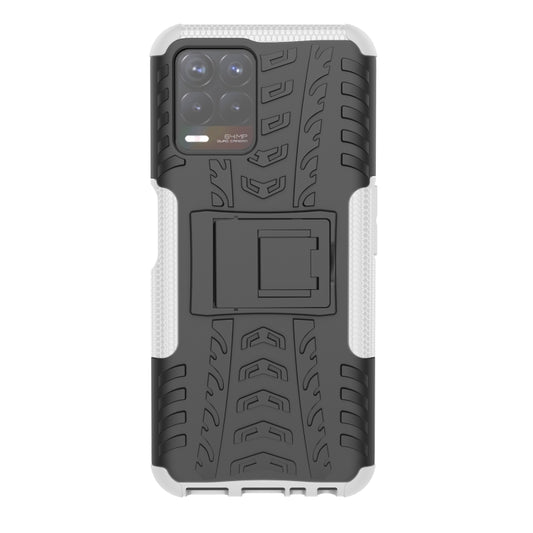 For OPPO Realme 8i Tire Texture TPU + PC Phone Case with Holder(White) by buy2fix