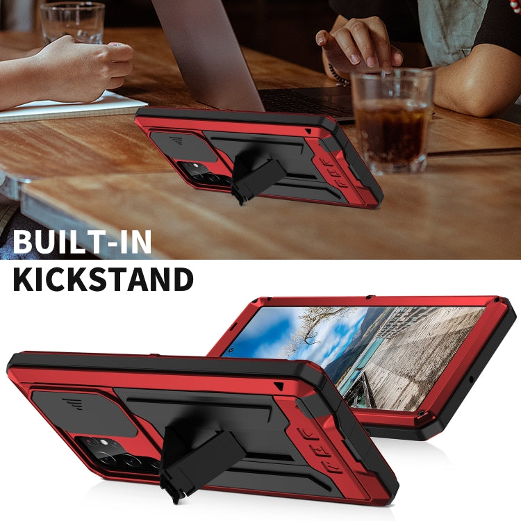 For Samsung Galaxy S22 Ultra 5G R-JUST Sliding Camera Metal + Silicone Holder Phone Case(Red) by R-JUST