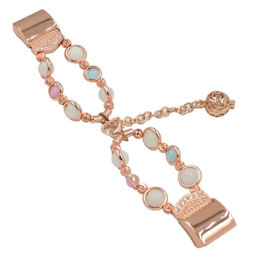 For Fitbit Charge 5 Agate Luminous Bead Steel Watch Band(Rose Gold) by buy2fix
