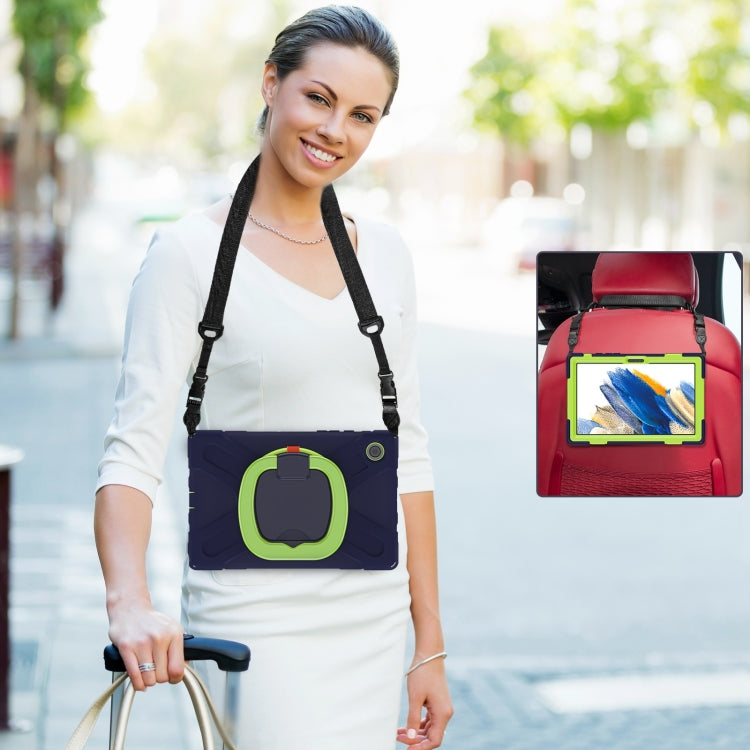 For Samsung Galaxy Tab A8 10.5 2021 Silicone + PC Tablet Case(Navy Blue + Lime) by buy2fix