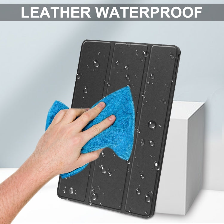 For Lenovo Tab P12 Pro 12.6 Three-folding Holder Custer Texture Leather Tablet Case(Black) by buy2fix