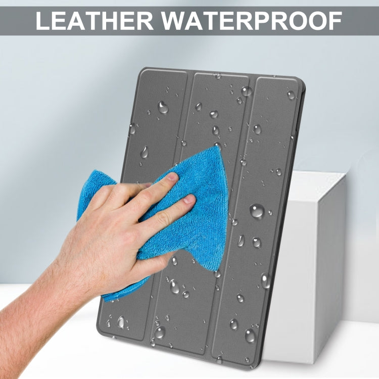 For Lenovo Tab P12 Pro 12.6 Three-folding Holder Custer Texture Leather Tablet Case(Grey) by buy2fix