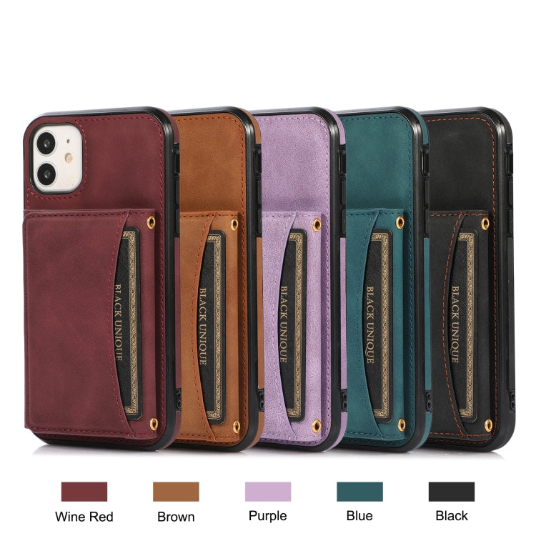 Three-fold Leather Phone Case with Card Slot & Wallet & Holder For iPhone 11 Pro Max(Wine Red) by buy2fix