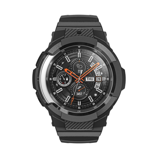 For Samsung Galaxy Watch4 Classic 42mm Carbon Fiber Sport Silicone Integrated Watch Band(Black) by buy2fix