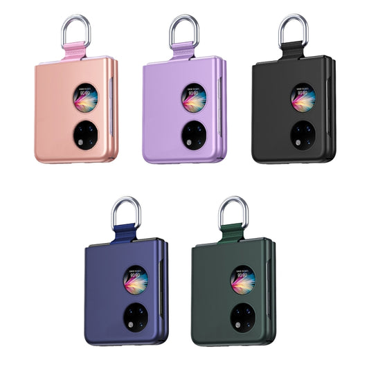 For Huawei P50 Pocket Ribbon Lanyard Skin Feel Phone Case(Purple) by buy2fix