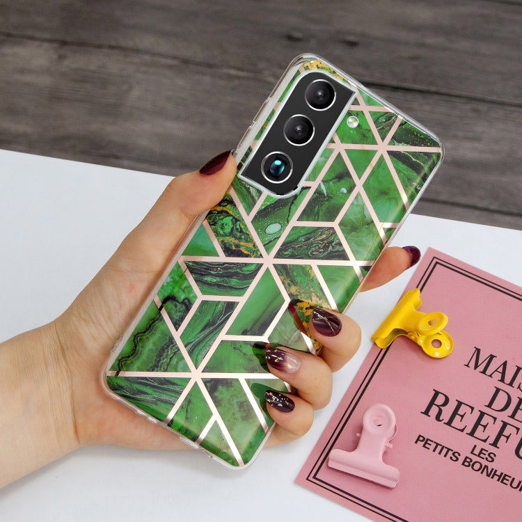 For Samsung Galaxy S22+ 5G Electroplating TPU Protective Phone Case(Green Rhombus) by buy2fix