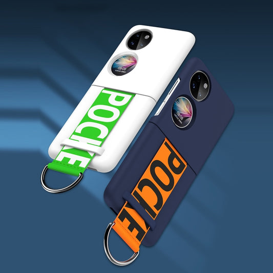 For Huawei P50 Pocket Wrist Strap Skin Feel Frosted PC Phone Case(Navy Blue) by buy2fix