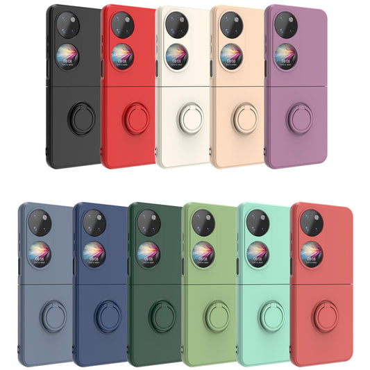 For Huawei P50 Pocket Ring Holder PC Phone Case(Red) by buy2fix