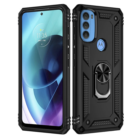 For Motorola Moto G71 5G Shockproof TPU + PC Phone Case with Holder(Black) by buy2fix