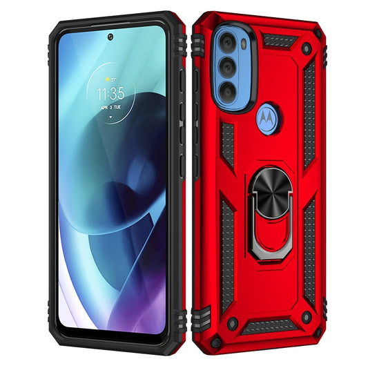 For Motorola Moto G71 5G Shockproof TPU + PC Phone Case with Holder(Red) by buy2fix