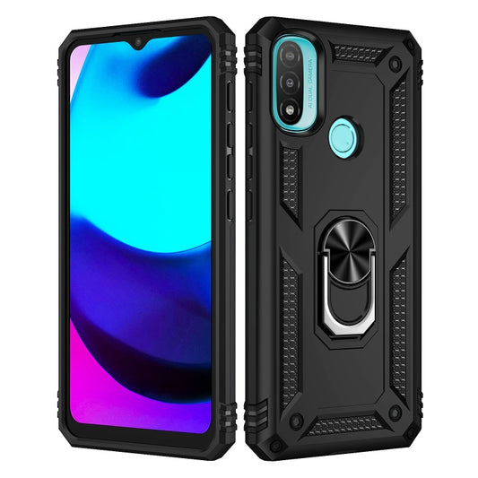 For Motorola Moto E20 / E30 / E40 Shockproof TPU + PC Holder Phone Case(Black) by buy2fix