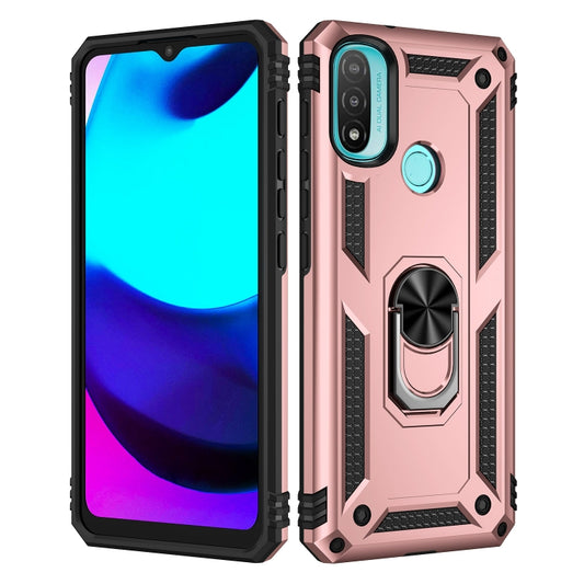 For Motorola Moto E20 / E30 / E40 Shockproof TPU + PC Holder Phone Case(Rose Gold) by buy2fix