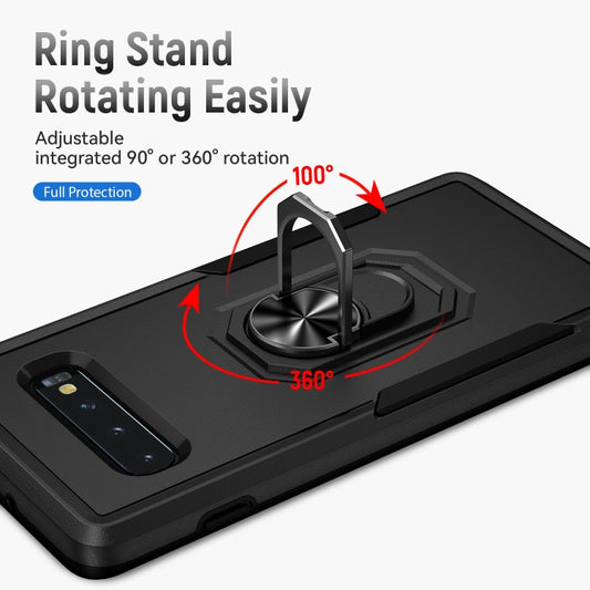 For Samsung Galaxy S10+ Pioneer Armor Heavy Duty PC + TPU Holder Phone Case(Black) by buy2fix