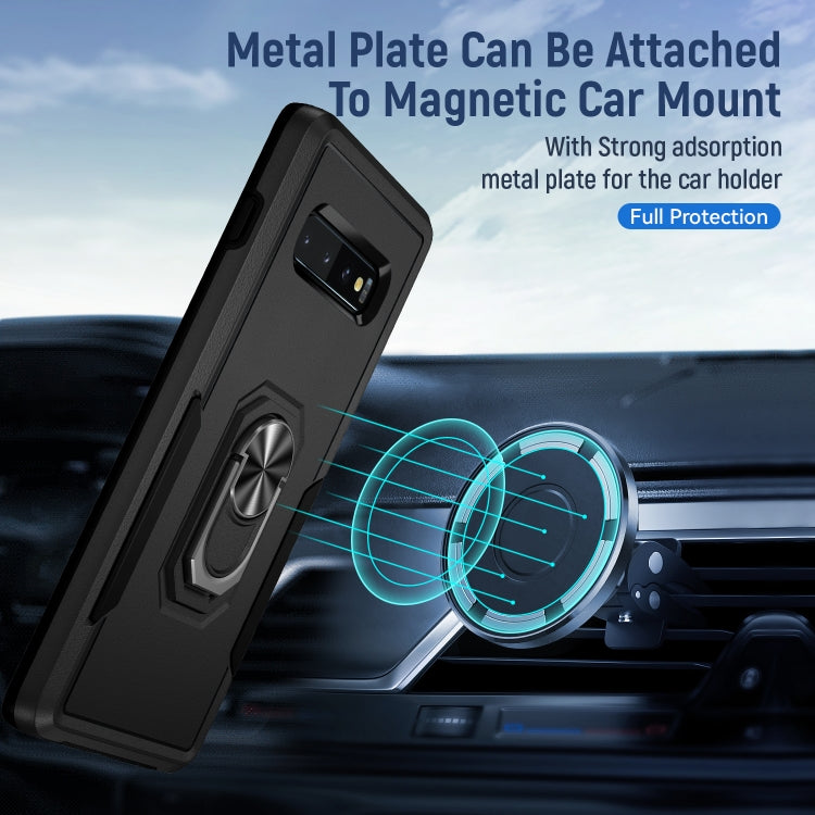For Samsung Galaxy S10+ Pioneer Armor Heavy Duty PC + TPU Holder Phone Case(Black) by buy2fix