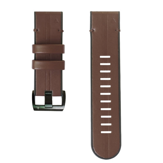 For Garmin Fenix 7X Silicone + Leather Quick Release Watch Band(Coffee) by buy2fix