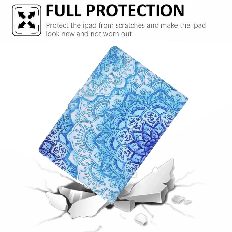 For iPad 10.2 2021 / 2020 Electric Pressed TPU Leather Tablet Case(Green Flower) by buy2fix
