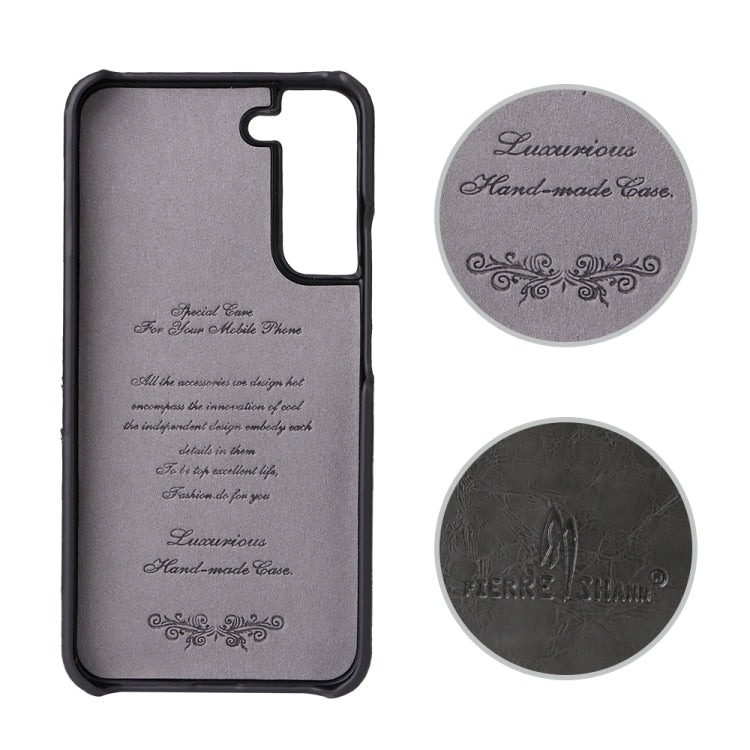 For Samsung Galaxy S22 5G Fierre Shann Retro Oil Wax Texture PU Leather Phone Case with Card Slots(Black) by FIERRE SHANN