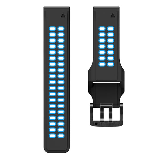 For Garmin Fenix 7 26mm Dual Row Holes Two-color Silicone Watch Band(Black Sky Blue) by buy2fix