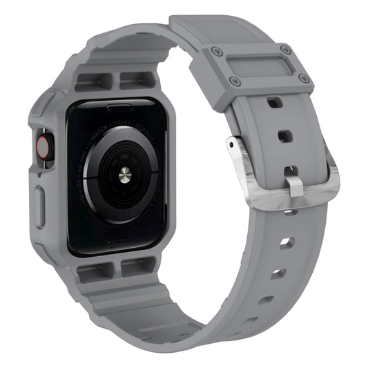 Three-proof Solid Color Integrated Watch Band For Apple Watch Series 9&8&7 41mm / SE 3&SE 2&6&SE&5&4 40mm / 3&2&1 38mm(Light Grey) by buy2fix