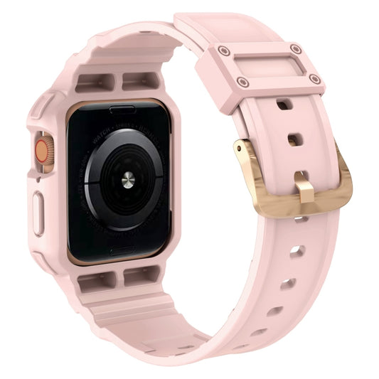 Three-proof Solid Color Integrated Watch Band For Apple Watch Series 9&8&7 41mm / SE 3&SE 2&6&SE&5&4 40mm / 3&2&1 38mm(Pink) by buy2fix