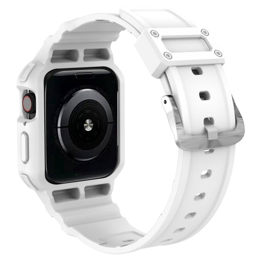 Three-proof Solid Color Integrated Watch Band For Apple Watch Series 8&7 45mm / SE 2&6&SE&5&4 44mm / 3&2&1 42mm(White) by buy2fix
