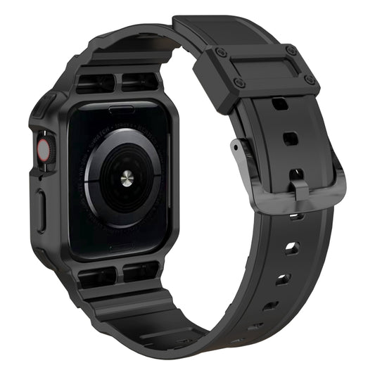 Three-proof Solid Color Integrated Watch Band For Apple Watch Series 8&7 45mm / SE 2&6&SE&5&4 44mm / 3&2&1 42mm(Black) by buy2fix