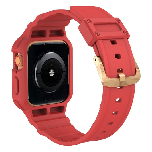 Three-proof Solid Color Integrated Watch Band For Apple Watch Series 8&7 45mm / SE 2&6&SE&5&4 44mm / 3&2&1 42mm(Red) by buy2fix