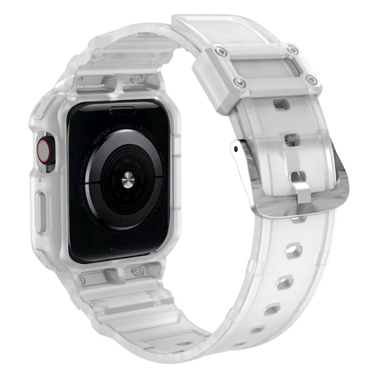 Three-proof Solid Color Integrated Watch Band For Apple Watch Series 8&7 45mm / SE 2&6&SE&5&4 44mm / 3&2&1 42mm(Transparent) by buy2fix