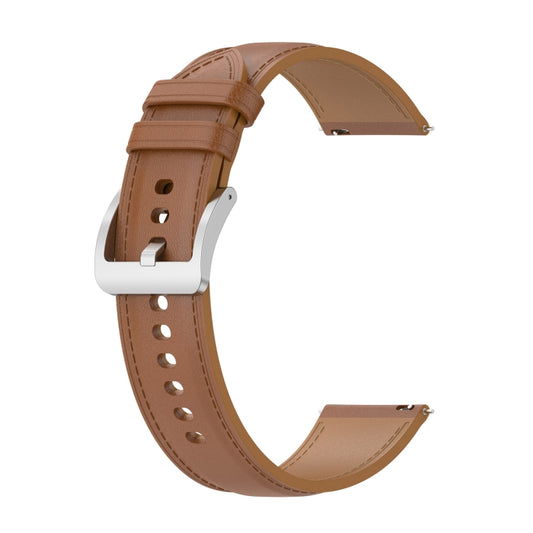 22mm Genuine Leather Watch Band for Huawei Watch GT3 46mm/GT2 46mm/Samsung Galaxy Watch3 45mm(Light Brown) by buy2fix