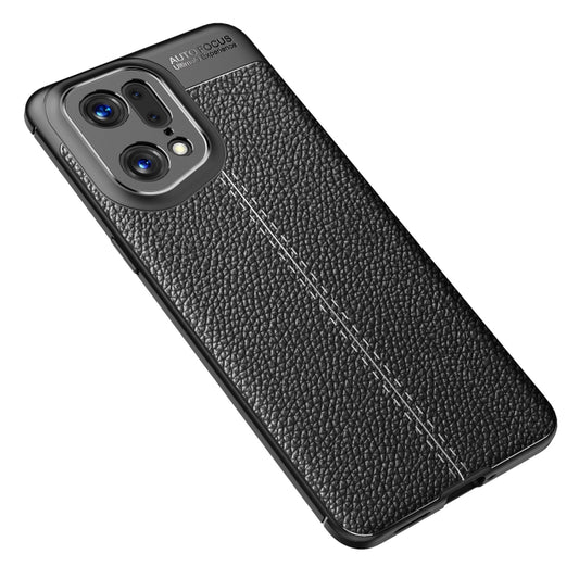For OPPO Find X5 Pro Litchi Texture TPU Shockproof Phone Case(Black) by buy2fix