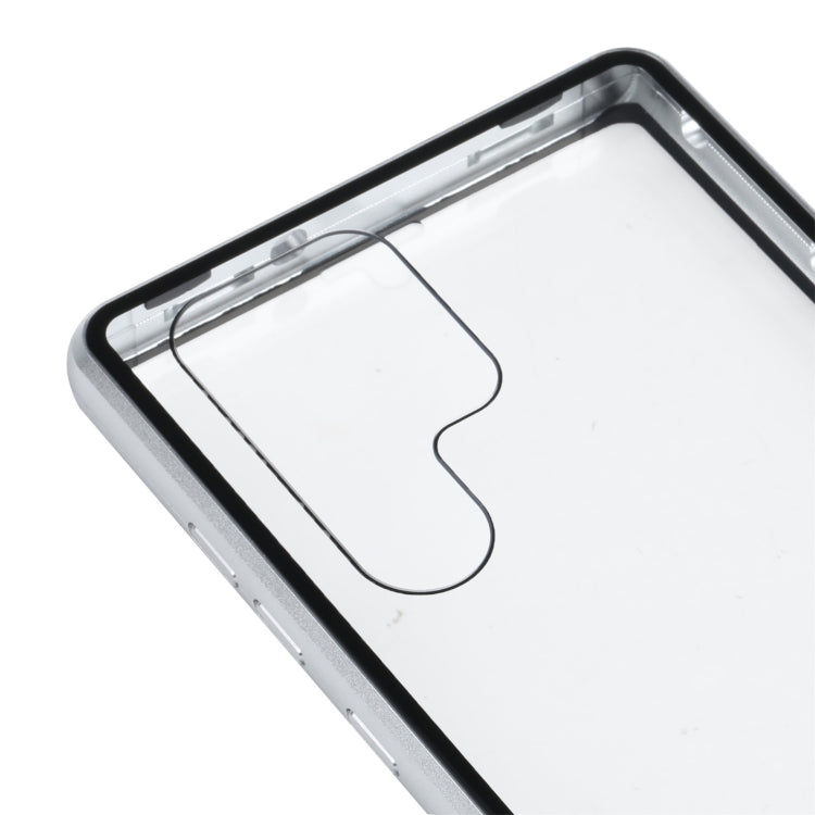 For Samsung Galaxy S22 Ultra 5G HD Magnetic Metal Tempered Glass Phone Case(Silver) by buy2fix
