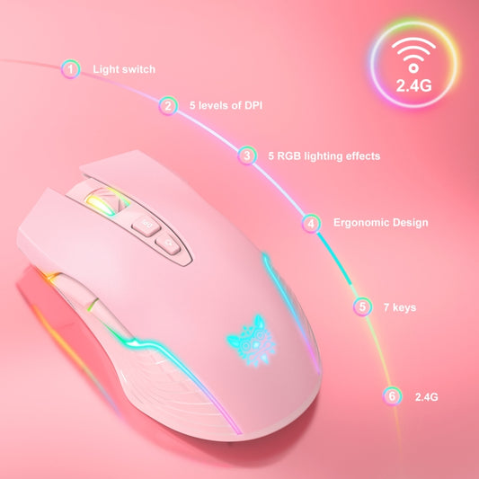 ONIKUMA CW905 2.4G RGB Lighting Wireless Mouse(Pink) by ONIKUMA