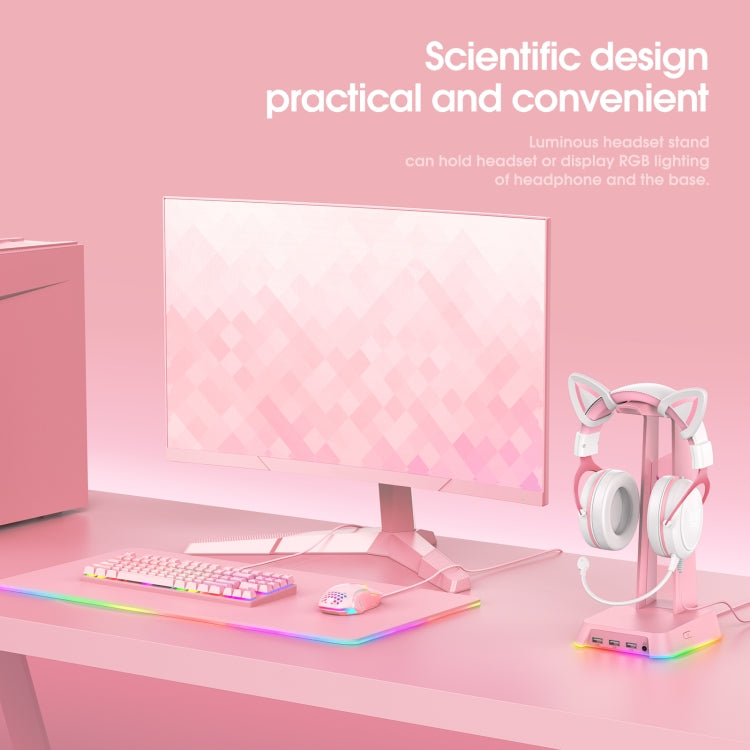 ONIKUMA ST-2 RGB Lighting Headset Holder Stand(Pink) by ONIKUMA