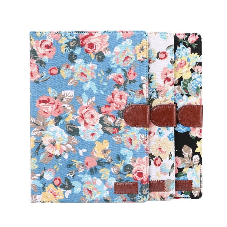 For Samsung Galaxy Tab A8 10.5 2021 X200 / X205 Flower Cloth Leather Smart Tablet Case(Black) by buy2fix