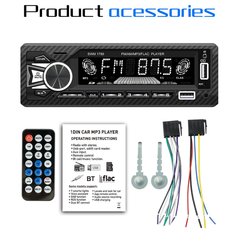 SWM-1789 Car Radio Receiver Bluetooth 5.1 MP3 Player with Remote Control by buy2fix